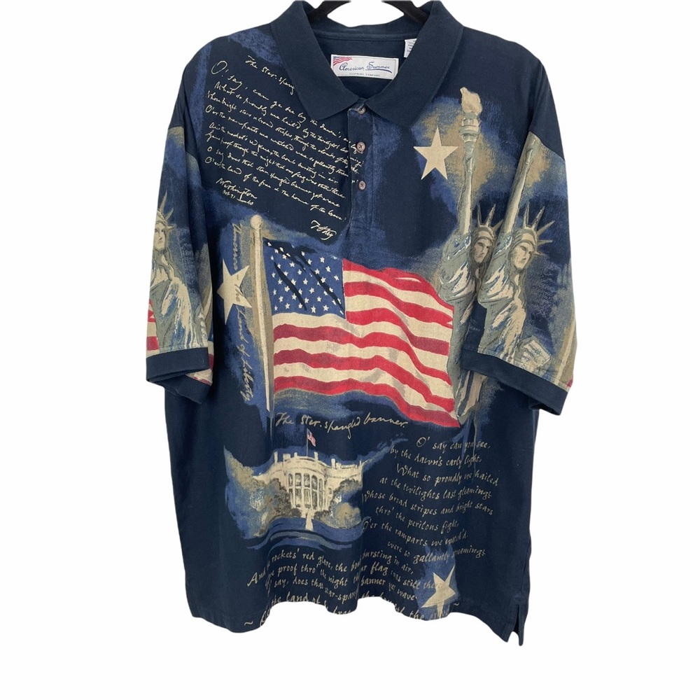 American Summer American Flag Polo Shirt, XL
